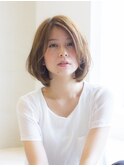 大人かわいいグレージュカラーニュアンスカラーひし形ロングボブ