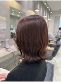 ピンクベージュくびれボブ
