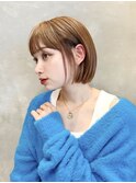 大人ショートボブ前髪あり切りっぱなしボブ丸顔絶壁K20240428