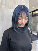 ブルーカラーブリーチカラーハイトーンカラーレイヤーカット
