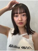 顔周りレイヤーカットくびれヘアミルクティーベージュカラー