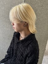 ニアウ 太田店(Niau)&nbsp;センターパートウルフメンズボブブリーチカラーニュアンスパーマ