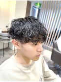 Haleブルーブラックフェザーパーマサーフカールニュアンスパーマ