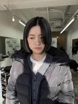 バレイヤージュボブミニボブハイライトシルバーアンブレラカラー