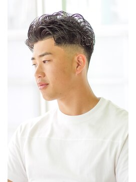 にもう オールバックメンズパーマスキンフェードツーブロックS