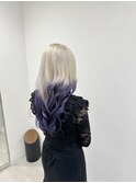 ホワイトブロンド　紫グラデーション