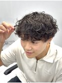 大分シャドウパーマメンズカット刈り上げラウンドマッシュ20代