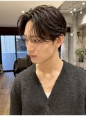 刈り上げセンターパートリバースセンターパートニュアンスパーマ