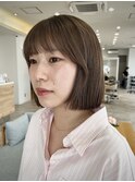 ボブ×透明感オリーブベージュ