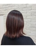 ボブ/外ハネ/バレイヤージュ/ボルドー