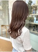 柔らかミルクベージュブラウン赤み消しカラー×ツヤ髪ウェーブ