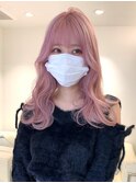 2982ピンクブロンドスローカラーカシスピンク波巻きパールグレー