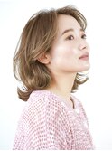 ミディアム・ボブ/絶壁解消/前髪あり/30代/40代/50代