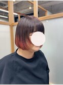 ◯ pinkエンドカラー　×  レイヤーボブ
