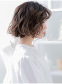 抜け感アースカラーゆるふわボブパーマA0上尾20代30代40代#14