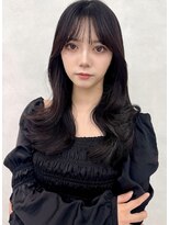 エジョン 三鷹店(Aejon)&nbsp;顔まわりレイヤーカット姫カットレイヤーアプリコットオレンジ