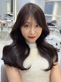前髪あり 韓国風くびれレイヤーロング