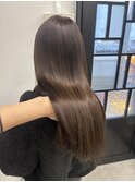 韓国顔まわりレイヤーカットグレージュオリーブベージュブラウン