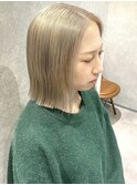 花田/ボブブリーチブロンドミルクティーベージュ下北沢韓国前髪