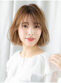 オレンジベージュ大人可愛い内巻きマッシュパーマt小山20代30代