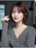 大人可愛い前髪あり耳掛け外ハネボブ20代30代40代