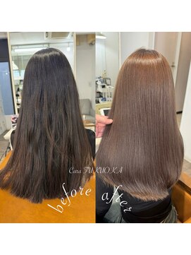 カラ フクオカ(Cara FUKUOKA) 《★髪質改善うる艶水素カラー＋カット★》【before→after】