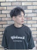 メンズアッシュシルバーアップバング