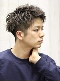 アップバングツイストスパイラルショートパーマ