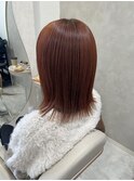 オレンジブラウン×切りっぱなし