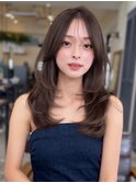 美髪レイヤーカット/顔まわりレイヤー/くびれロングレイヤー