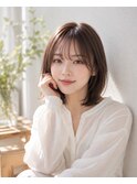 レイヤーカット×オリーブベージュ