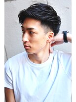 メリケンバーバーショップ コウベ(MERICAN BARBERSHOP KOBE) ツーブロックツイストパーマビジネスかき上げフェード#m420