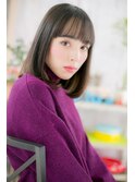 ラインカラーのシースルーバング透明感ミディアム