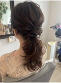 ポニーテール ヘアセット お呼ばれヘア