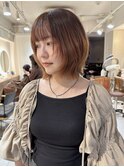 ボブレイヤー くびれヘア オレンジヘア 顔周りウルフカット 横浜