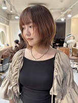 キャンバス バイ ネオリーブ 横浜西口(Canvas by neo.)&nbsp;ボブレイヤー くびれヘア オレンジヘア 顔周りウルフカット 横浜