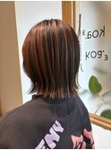 アンブレラカラー×切りっぱなしボブ