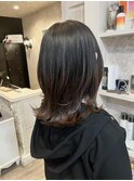 福山美容室caary 大人レイヤーミディアム外ハネ透明感20代30代