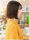暗髪シースルーバング前下がりぱっつんボブa大宮20代30代40代