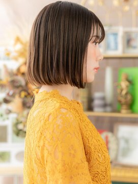 カバーヘア ブリス 大宮西口(COVER HAIR bliss) 暗髪シースルーバング前下がりぱっつんボブa大宮20代30代40代