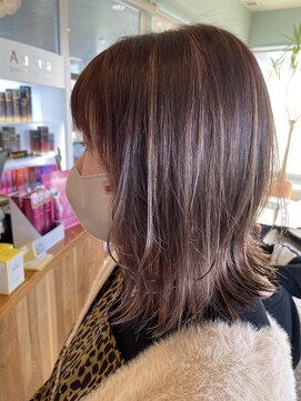 ヘアラウンジ アングゥ(hair lounge ungu) ペールピンクミディ