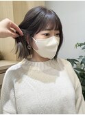 ぱっつんボブ ミニボブ インナーカラー アッシュカラー ベージュ