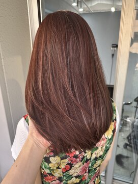 エトラ 渋谷店(etora) 細めハイライト　ワインレッド　ブラウン