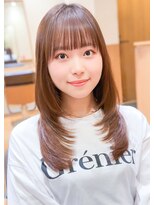 ルエ(rue) グレーベージュストレートレイヤーロング黒髪◎20代30代40代50代