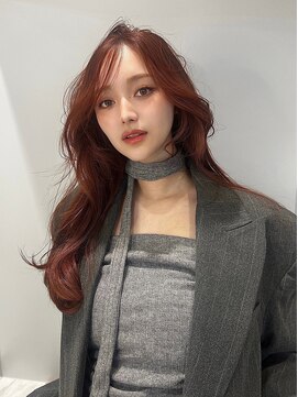 ノク 渋谷(nok) ワンホンヘア網紅髪赤髪レイヤーカット_ミニウルフ