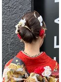 振袖ヘア　タイトリボン