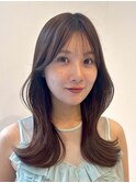 切りっぱなしボブエアリーロング美髪ピンクブラウン