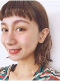30代40代50代/小顔ミディアム外ハネボブアッシュ/アースカラー