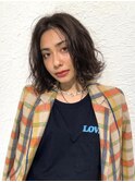 マロンブラウン×ウェーブボブ