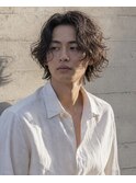 センターパートウルフ ×縦落ちサーフカール